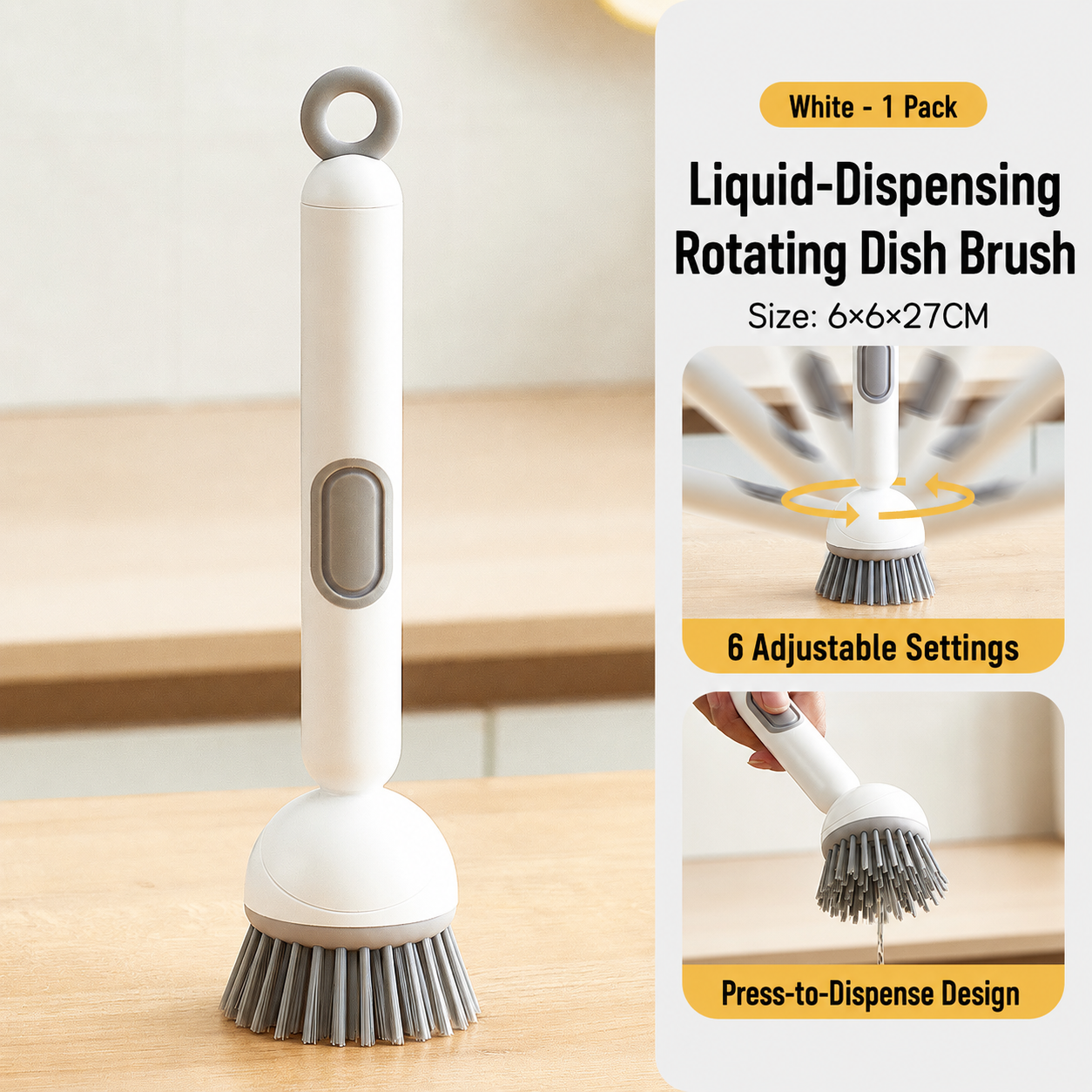 Press-to-Dispense Multi-Surface Scrub Brush