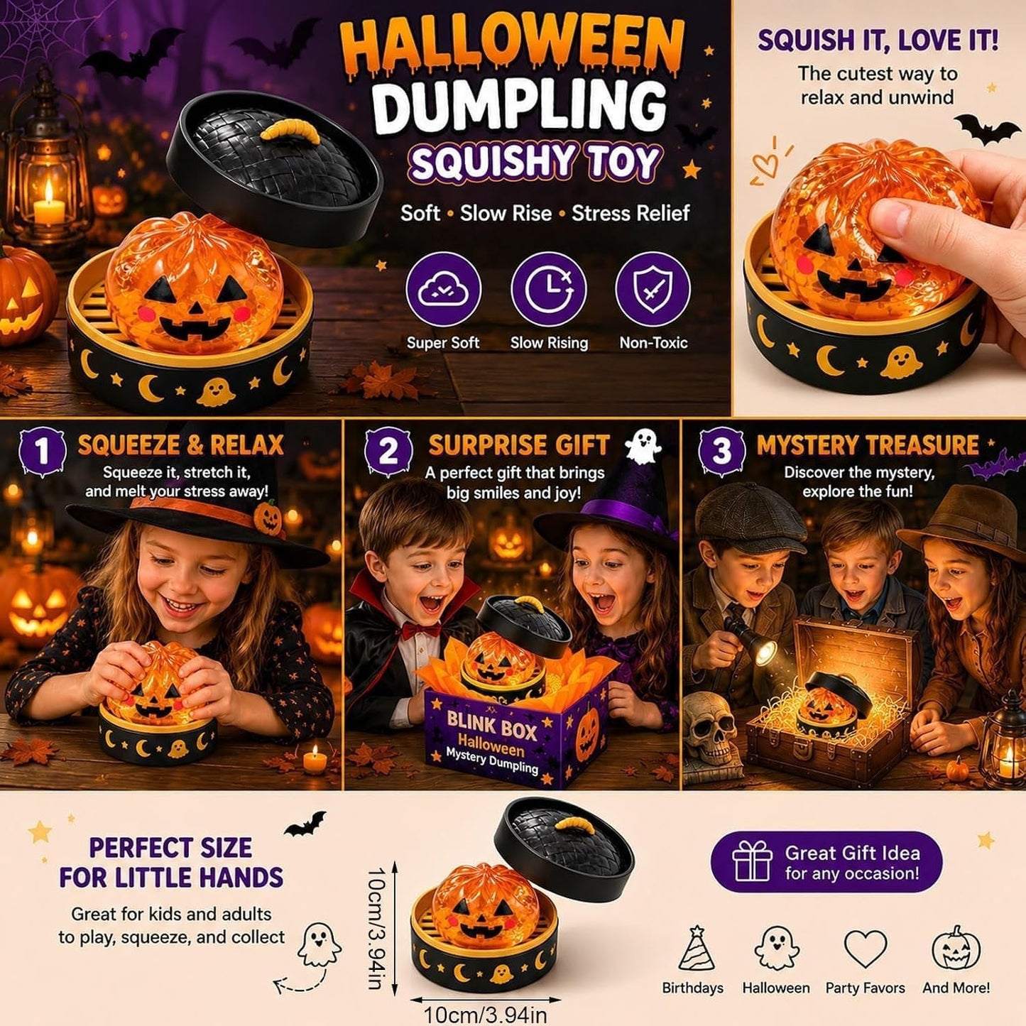 🔥 🎃Cute Halloween Scary Ghost Maruko Squeeze Toy Set