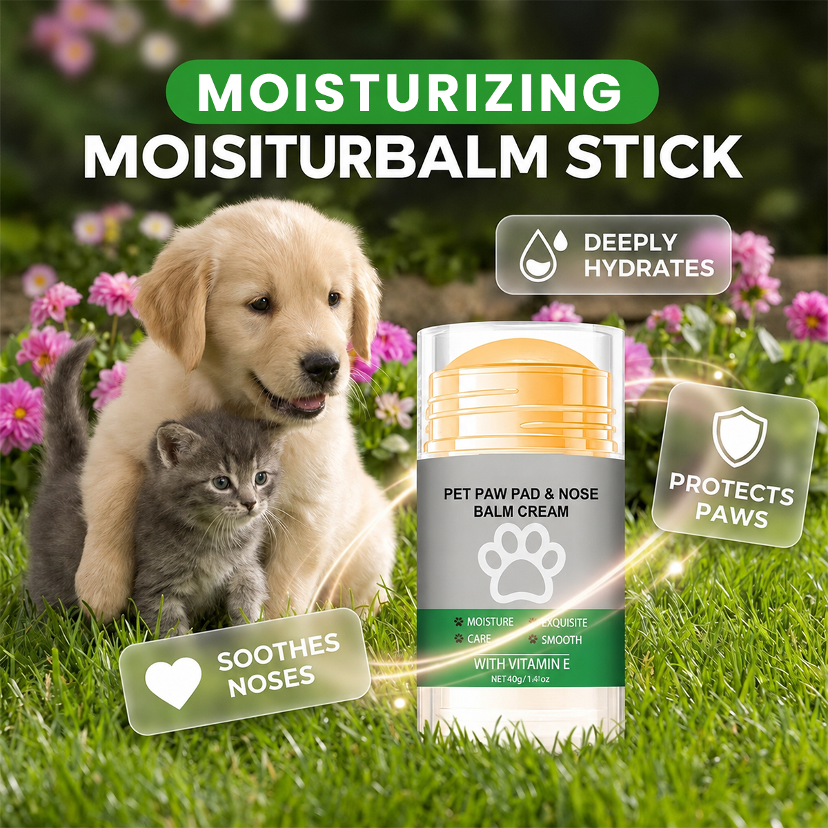 Moisturizing paw balm in sticks for pets
