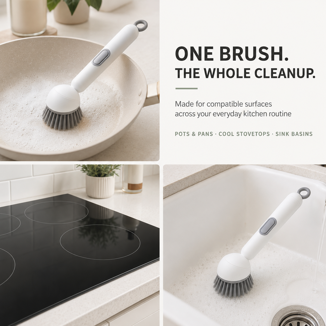 Press-to-Dispense Multi-Surface Scrub Brush