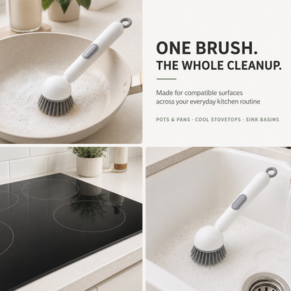 Press-to-Dispense Multi-Surface Scrub Brush