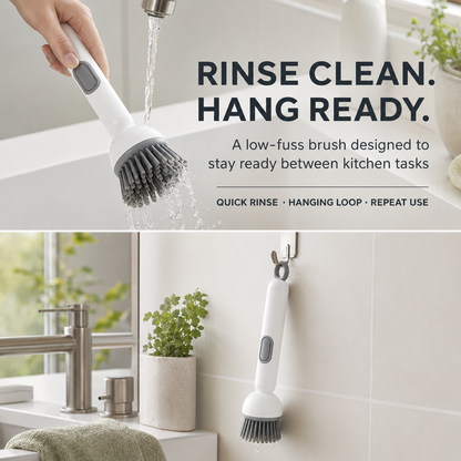 Press-to-Dispense Multi-Surface Scrub Brush