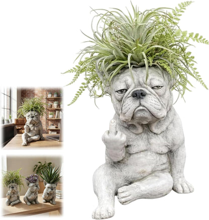 Funny French Bulldog Planter, Grumpy French Bulldog Decor