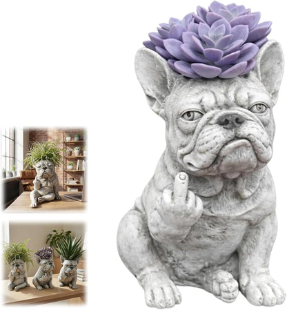 Funny French Bulldog Planter, Grumpy French Bulldog Decor