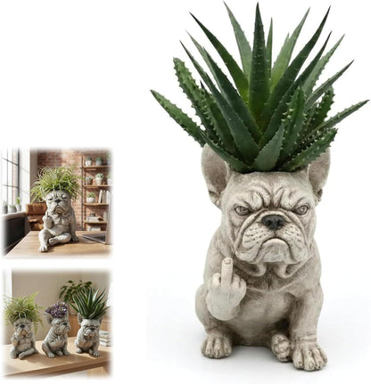 Funny French Bulldog Planter, Grumpy French Bulldog Decor
