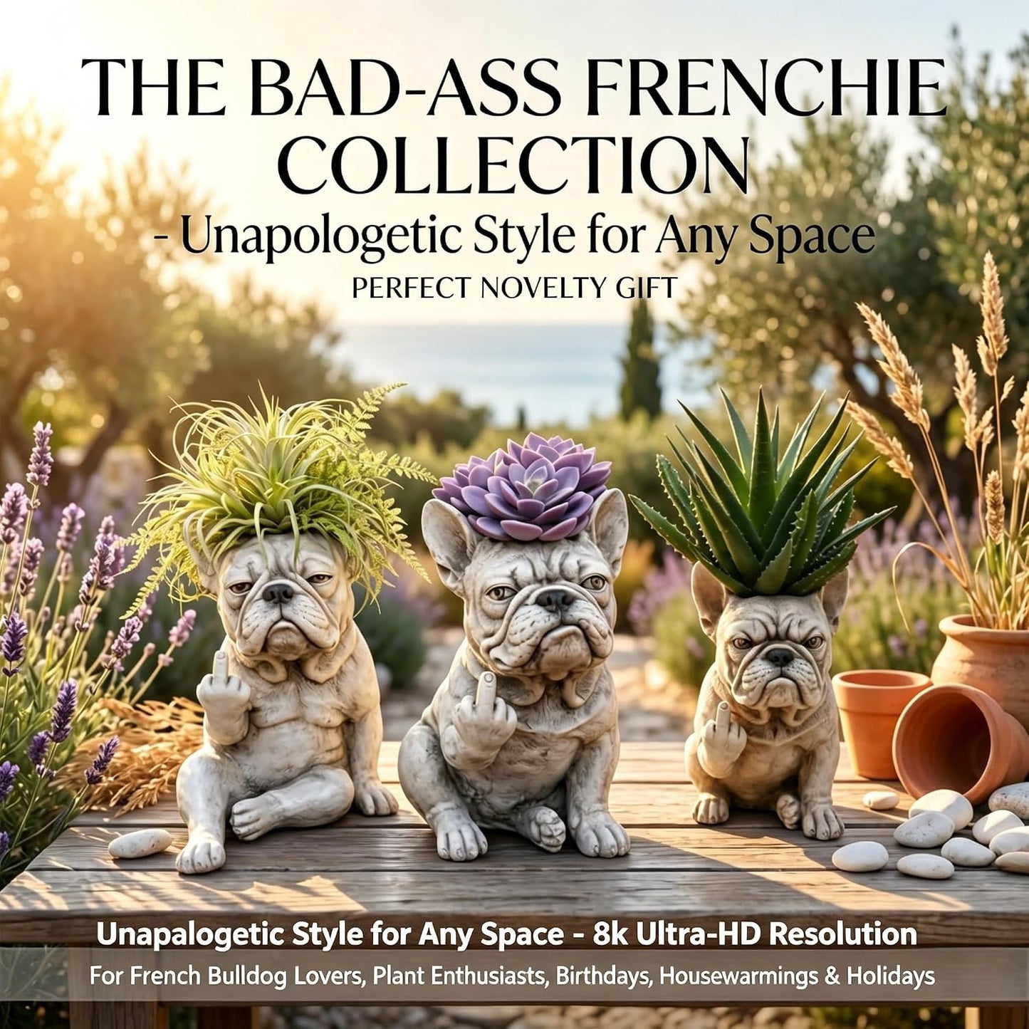 Funny French Bulldog Planter, Grumpy French Bulldog Decor