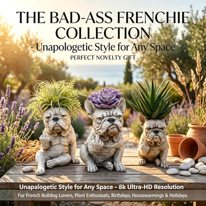 Funny French Bulldog Planter, Grumpy French Bulldog Decor