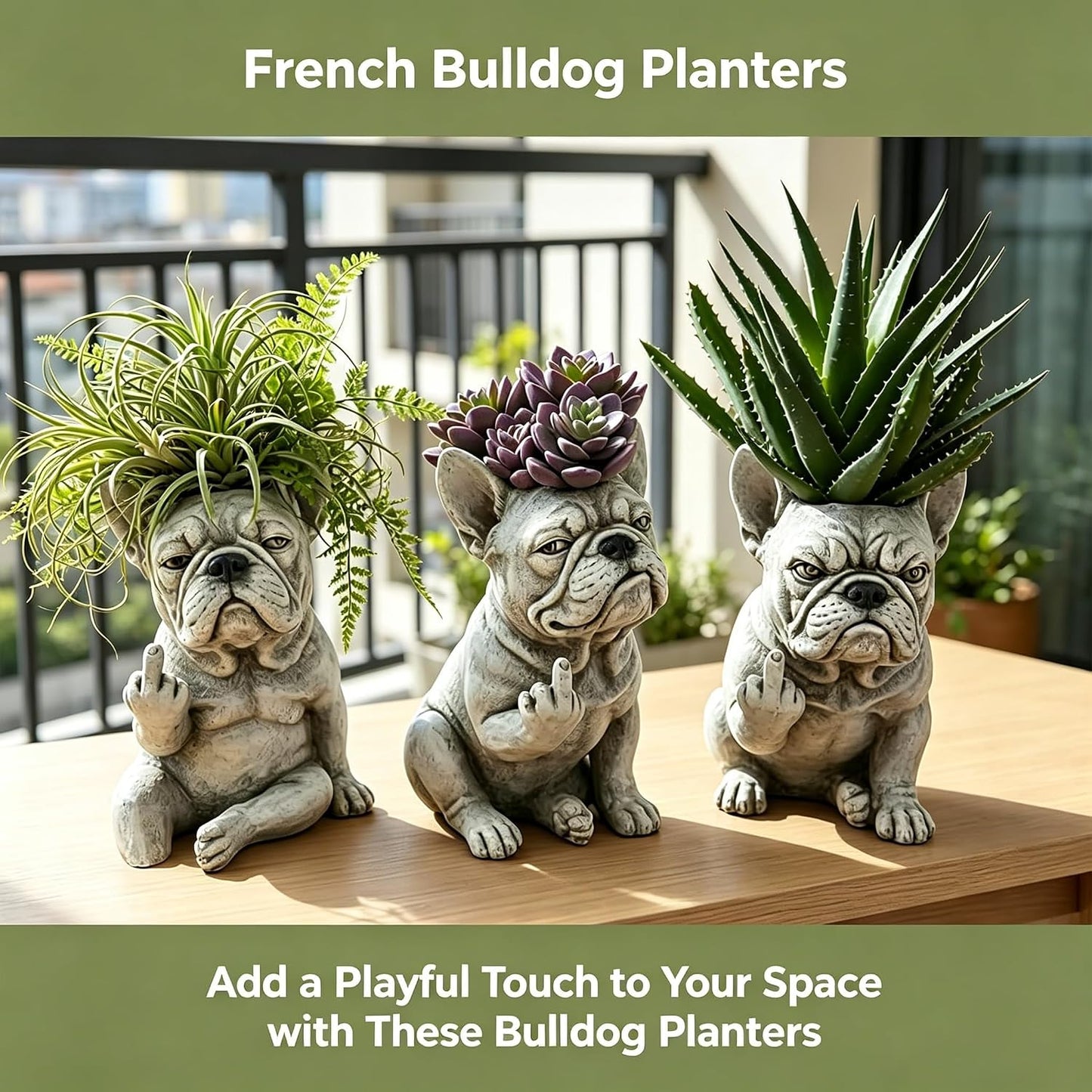 Funny French Bulldog Planter, Grumpy French Bulldog Decor
