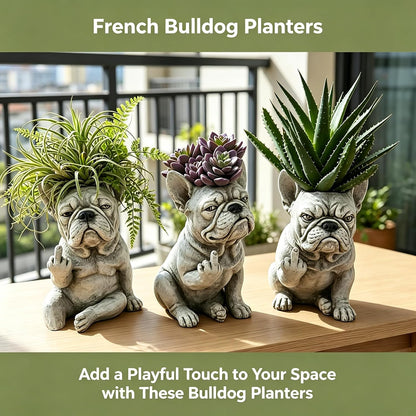 Funny French Bulldog Planter, Grumpy French Bulldog Decor