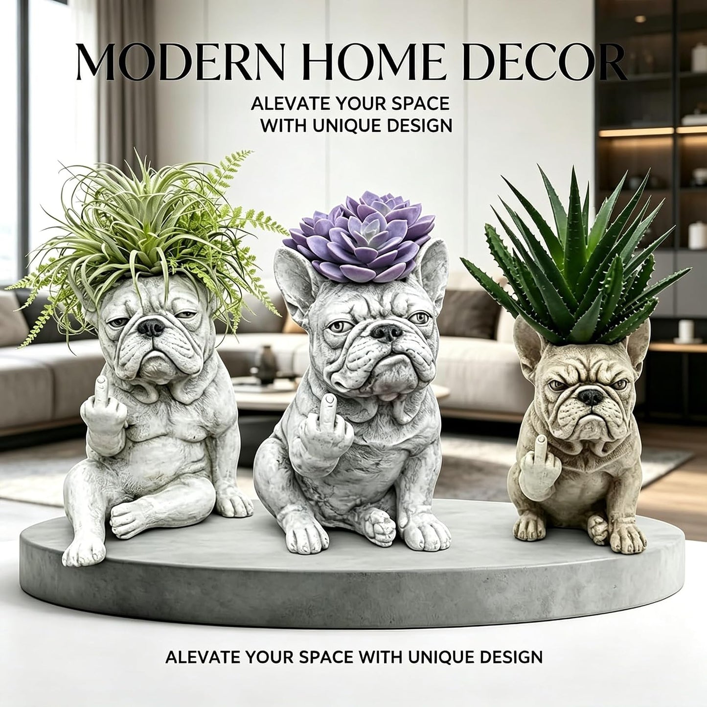 Funny French Bulldog Planter, Grumpy French Bulldog Decor