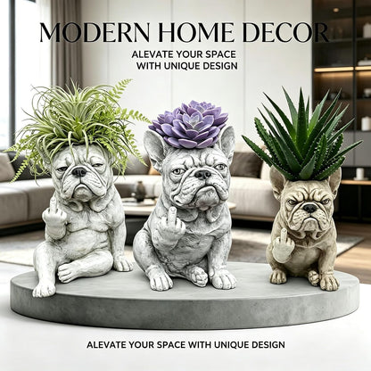 Funny French Bulldog Planter, Grumpy French Bulldog Decor