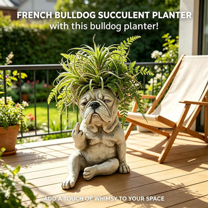 Funny French Bulldog Planter, Grumpy French Bulldog Decor
