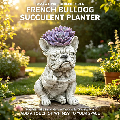 Funny French Bulldog Planter, Grumpy French Bulldog Decor