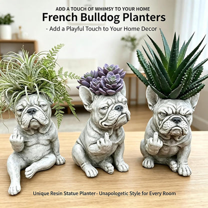 Funny French Bulldog Planter, Grumpy French Bulldog Decor