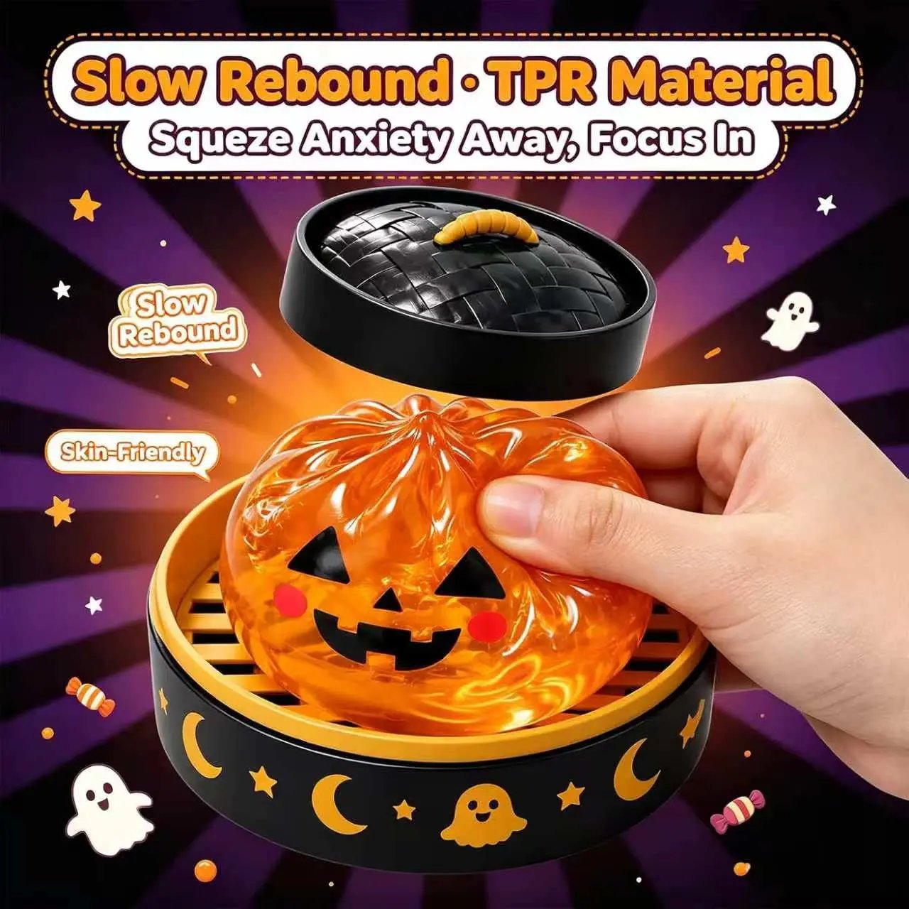 🔥 🎃Cute Halloween Scary Ghost Maruko Squeeze Toy Set