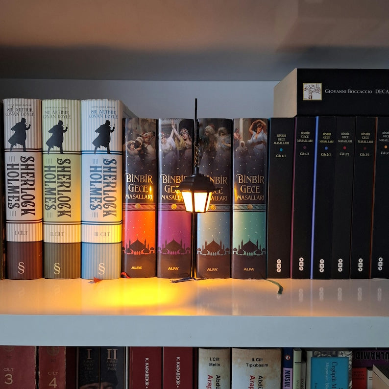 Library Lantern – Mini Bookshelf Lamp, Fantastic Shelf Decor, Warm and White LED Bookshelf Lamp