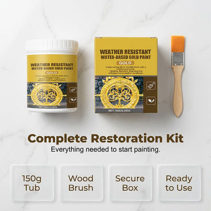 🏠✨Weather Resistant Gold Paint – Water‑based, brilliant shine. Lasts rain or shine! 🖌️💛