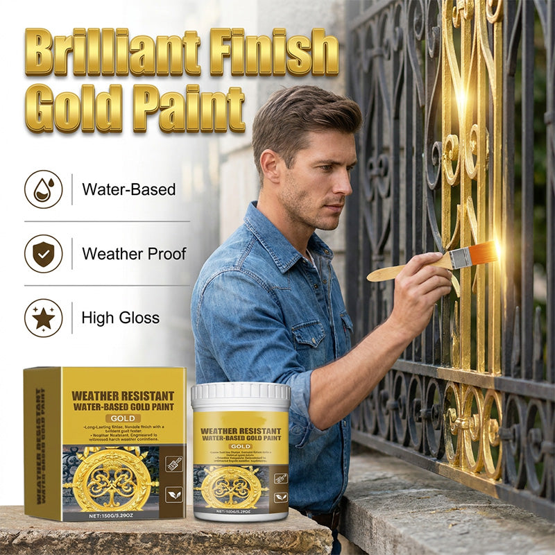 🏠✨Weather Resistant Gold Paint – Water‑based, brilliant shine. Lasts rain or shine! 🖌️💛