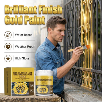 🏠✨Weather Resistant Gold Paint – Water‑based, brilliant shine. Lasts rain or shine! 🖌️💛